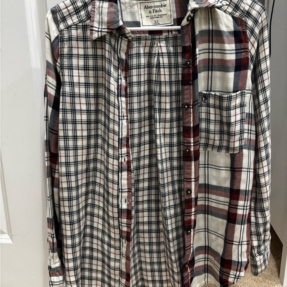 Abercrombie & Fitch Men's Checkered Shirt - Black, Red, White